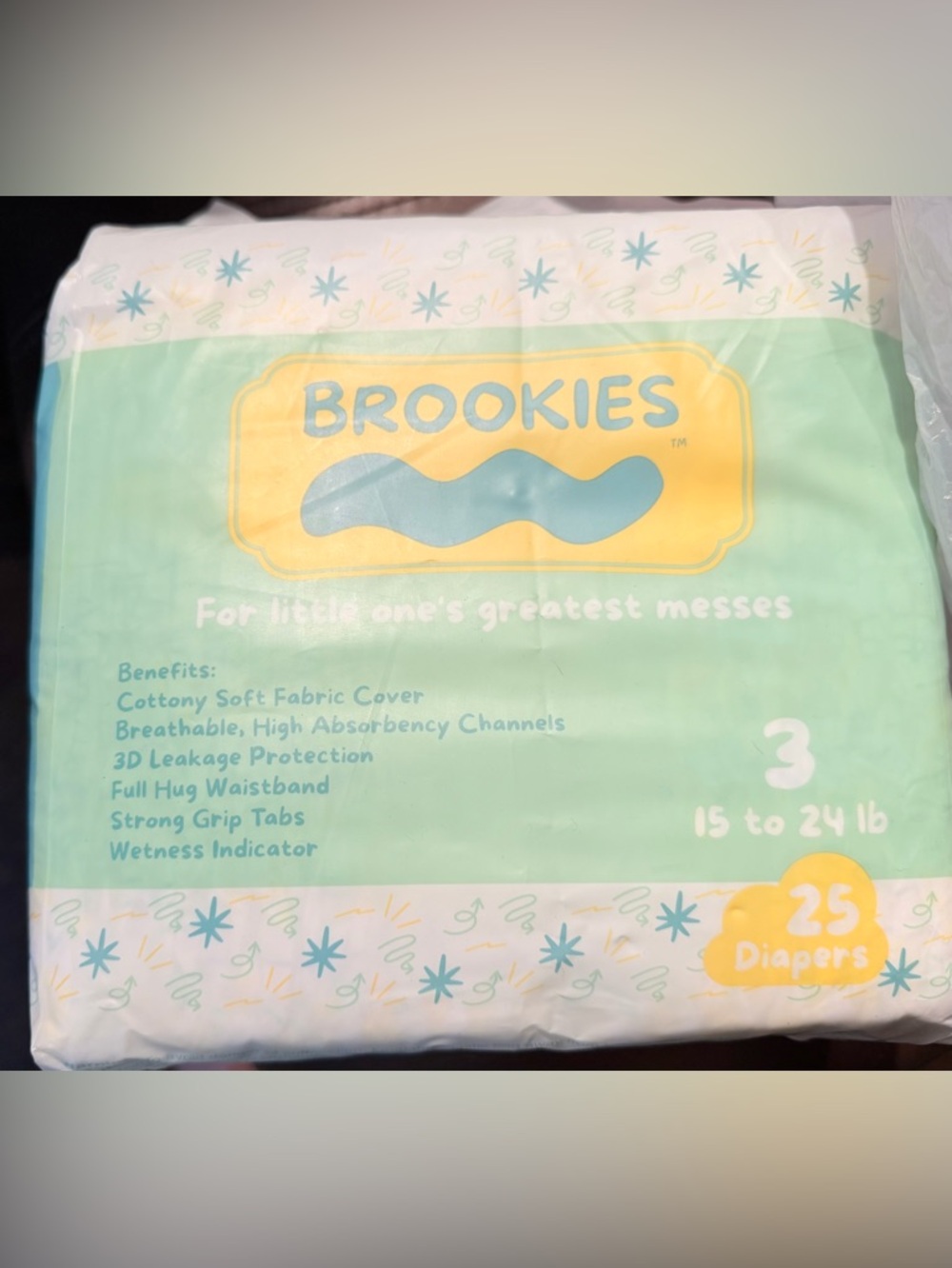 Size 3 Bag of Brookies Baby Diapers New Unopened Unisex